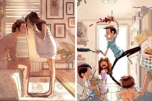 Husband Illustrates The Idyllic Moments Of Everyday Life With His Wife And Kids 
