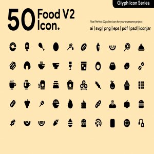 50 Food Glyph Icon