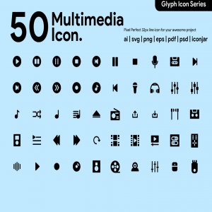 50 Multimedia Icon Glyph
