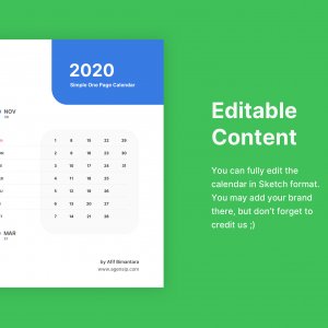 One Page 2020 Calendar