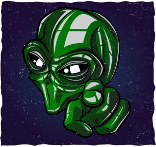 Alien Pointing Illustration
