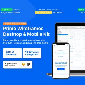 Prime Wireframe Desktop and Mobile Drag & Drop Kit