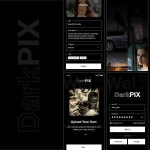 DarkPIX UI Kit  Free Stock images App design