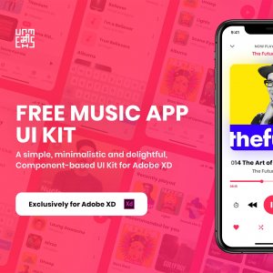 Free Music App UI Kit exclusively for Adobe XD