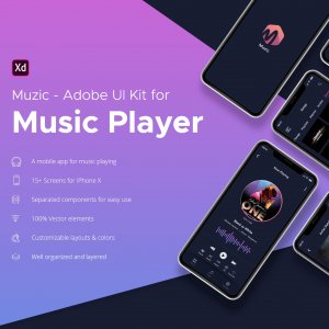 Muzic - Free Mobile UI Kit for Adobe XD