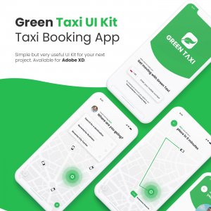 Green Taxi Free App UI Kit