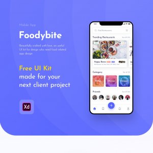 Foodybite - Free UI Kit for Adobe XD