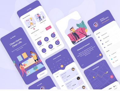 Home Cleaning App for Adobe XD