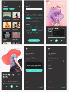 Moood Music App UI Kit for Adobe XD