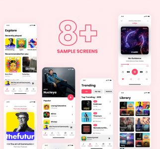 Music App UI Kit for Adobe XD