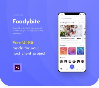 Foodybite - Free UI Kit for Adobe XD