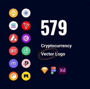 579 Cryptocurrency Vector Logos for Figma, Sketch and Adobe XD