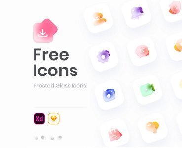 Freebie - Glass Icons Set for Sketch and XD